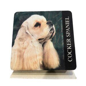 Vintage Canine Coasters Cocker Spaniel 4 Matching‎ 4” Non-Skid Rubber Coasters